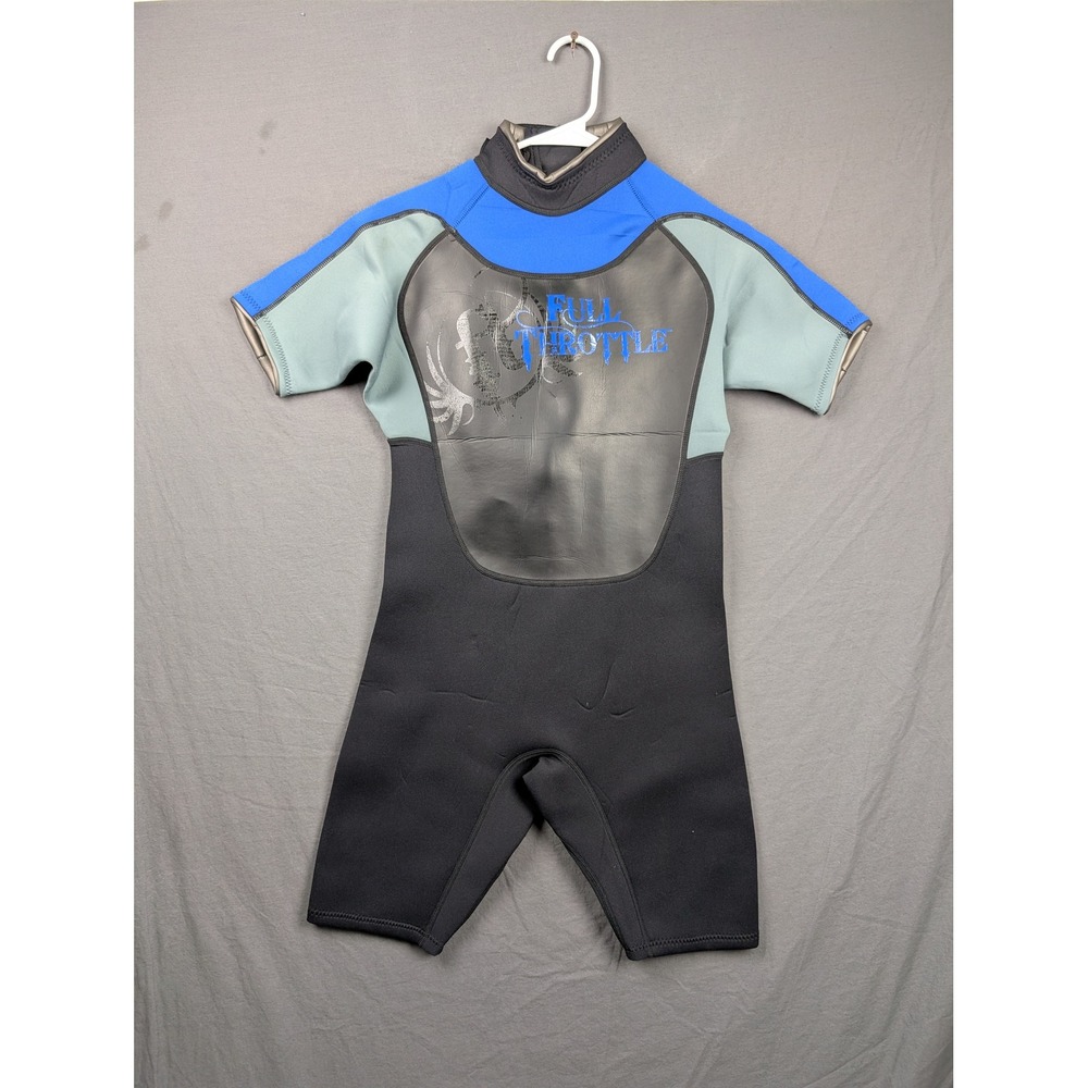 Full Throttle Mens Shorty Wetsuit Adult Small Black Blue Neoprene Spring Suit